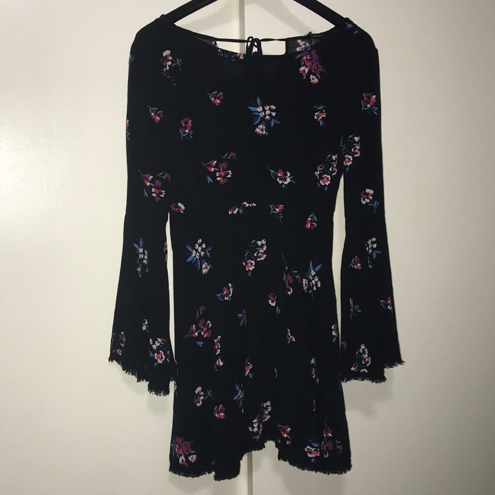 Black Floral long sleeve dress